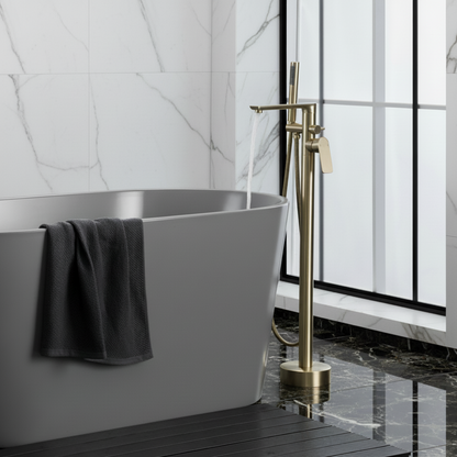 Vrijstaande badkraan Emilia - Brushed gold - 88 × 22 × 16 cm