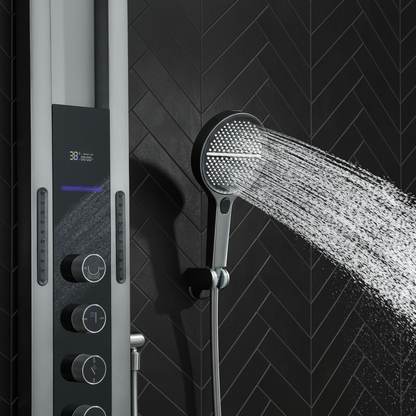 Thermostatisch Douchepaneel Marcelo – Digitale Display - Gunmetal Grey - 182 × 40 × 52 cm