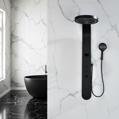 Douchepaneel Elena - LED - Digitaal display - Matte black - 145 × 18 × 65 cm