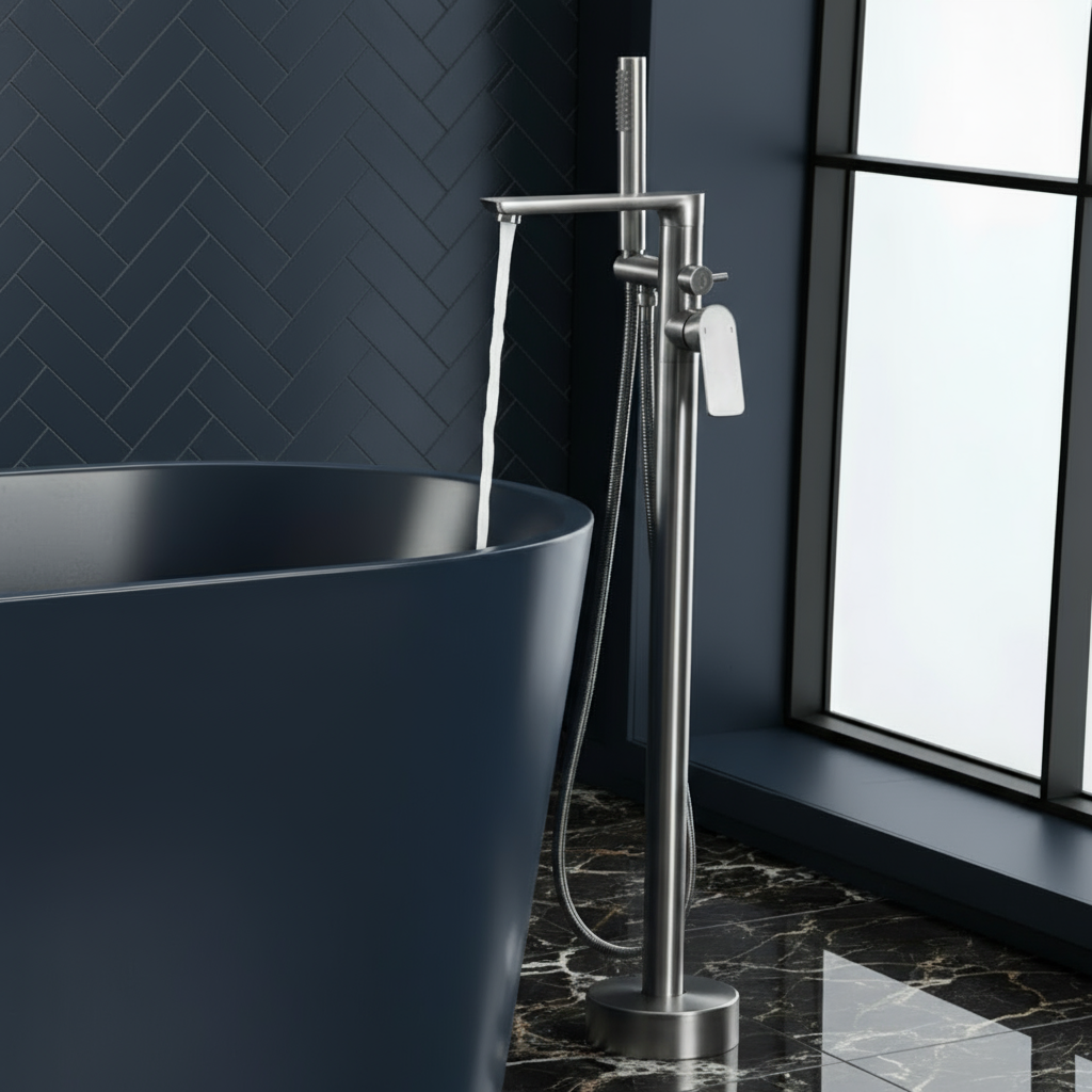 Vrijstaande badkraan Emilia - Gunmetal grey - 88 × 22 × 16 cm