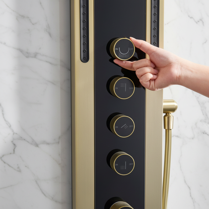 Thermostatisch Douchepaneel Marcelo – Digitale Display - Brushed gold - 182 × 40 × 52 cm