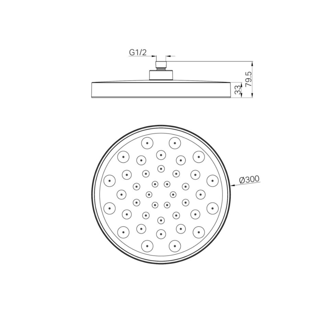 Regendouchekop Sorrento - Brushed bronze - 300mm