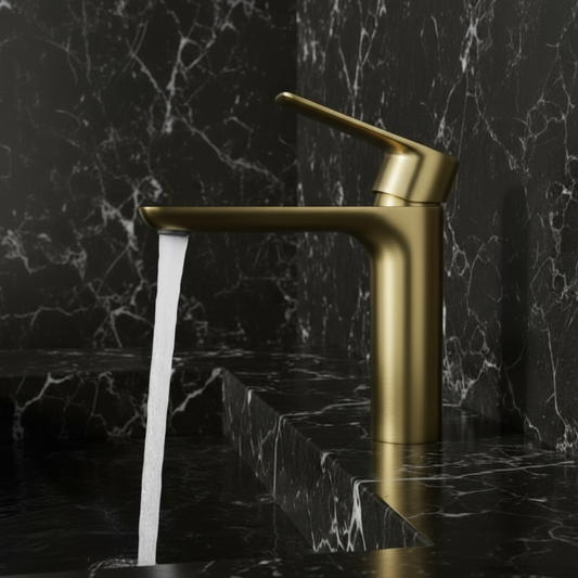 Opbouw wastafelkraan  Silvio – Brushed gold - 14 × 16,5 × 4,3 cm