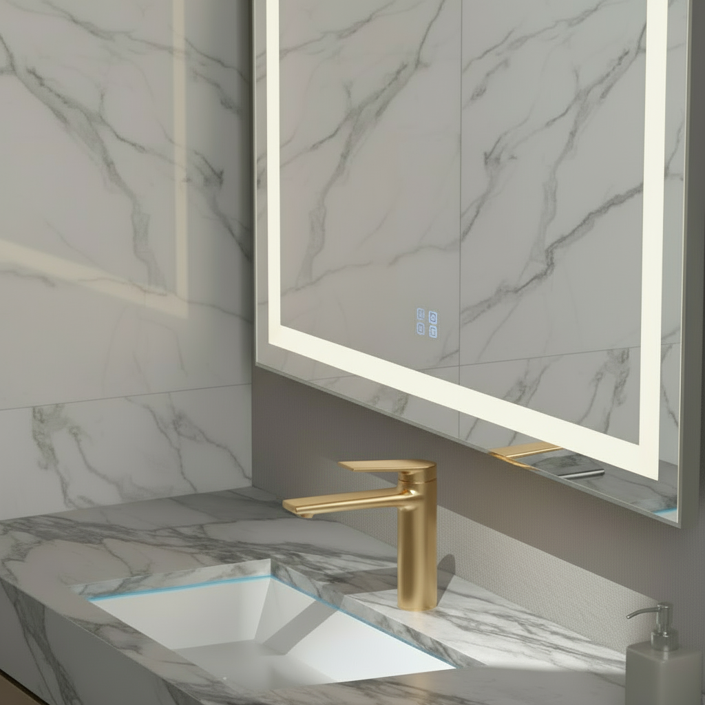 Opbouw wastafelkraan Diego  – Brushed gold - 15 × 13,7 × 4,4 cm