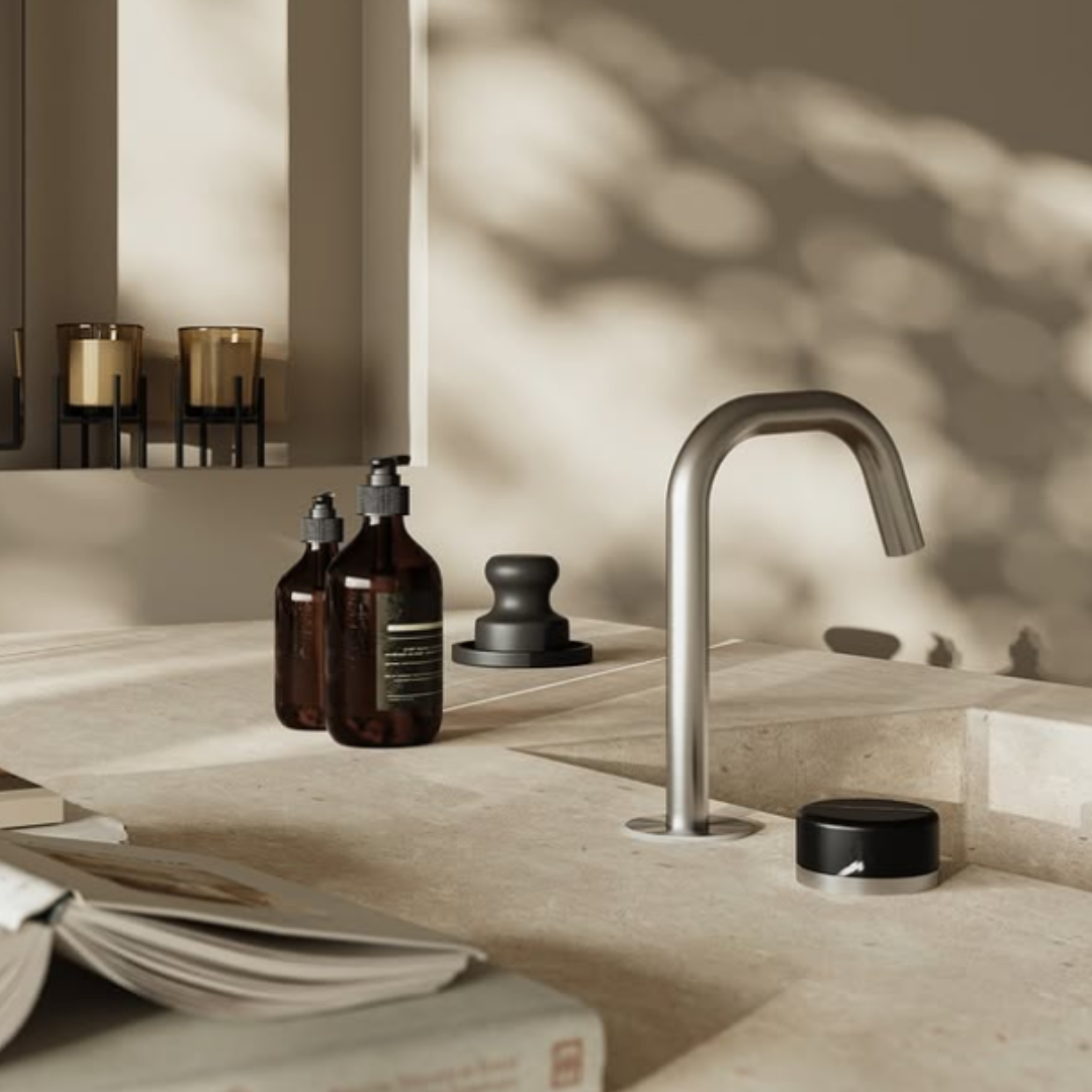 Inbouw mengkraan – Sorrento – Marquina Black – Brushed nickel