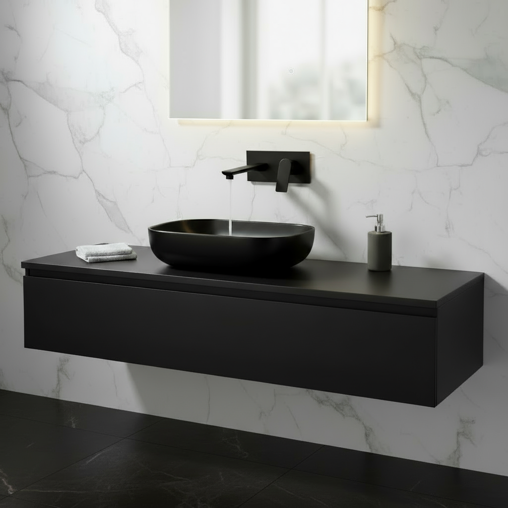 Inbouw wastafelkraan Silvio – Mat zwart - 25 × 10 × 20 cm