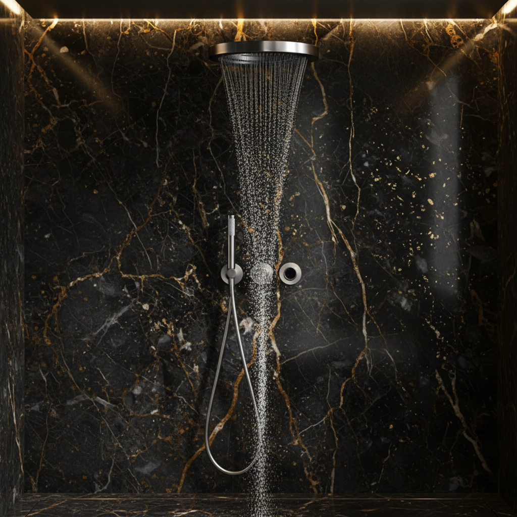 Thermostatische Inbouw Regendoucheset Marino – Digitale Regeling - Waterval & Staafhanddouche – Chrome