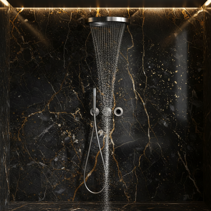 Thermostatische Inbouw Regendoucheset Marino – Digitale Regeling - Waterval & Staafhanddouche – Chrome