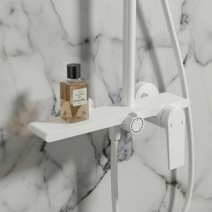 Opbouw regendoucheset Cynthia - Matte white - 130 × 35 × 25 cm