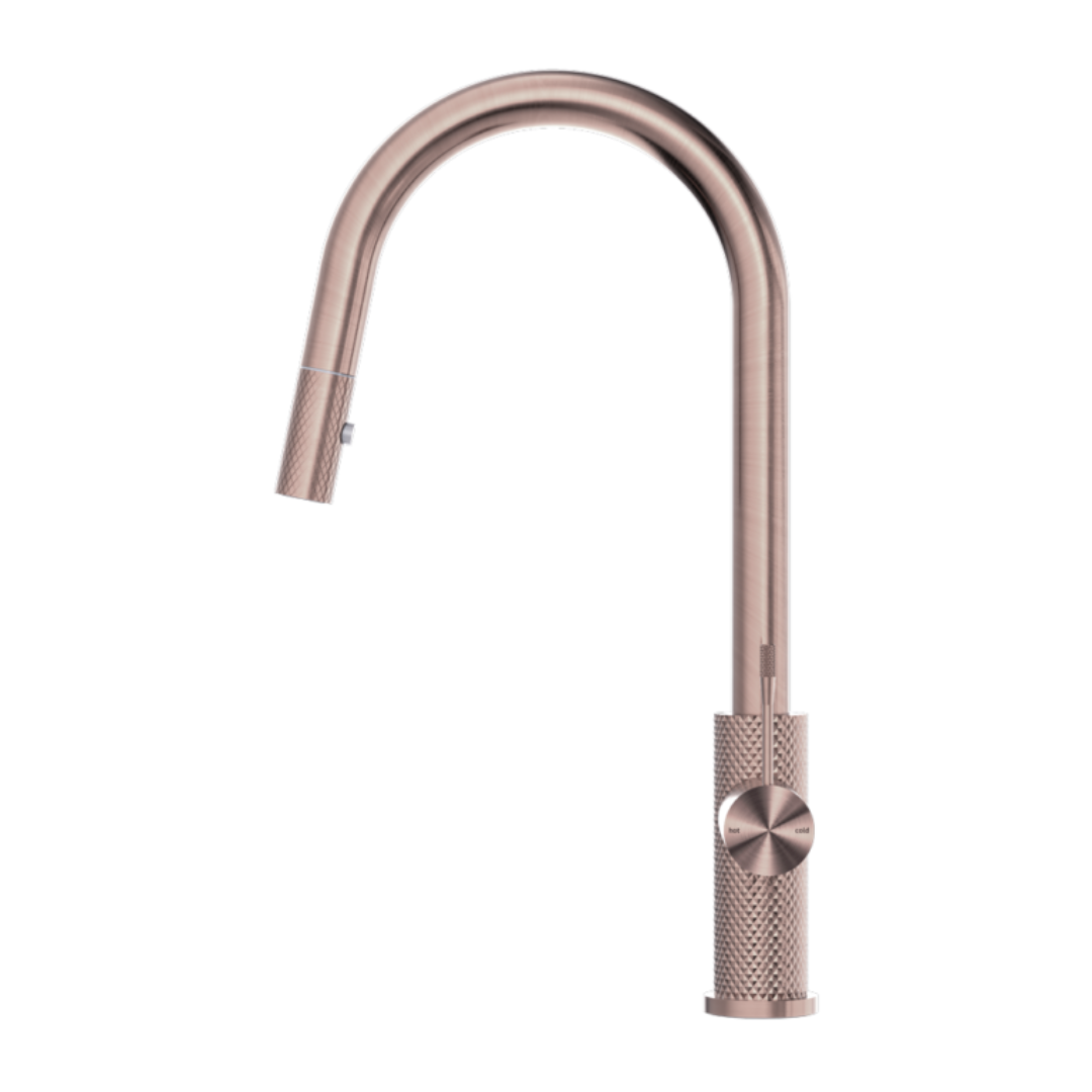 Keukenkraan Valencia – Uittrekbaar met sprayfunctie – Brushed bronze