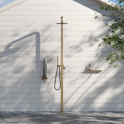 Buitendoucheset Capri – Vrijstaand – Regendouche & Staafhanddouche - Brushed gold