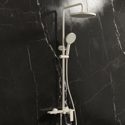 Opbouw regendoucheset Cynthia - Creme wit - 130 × 35 × 25 cm