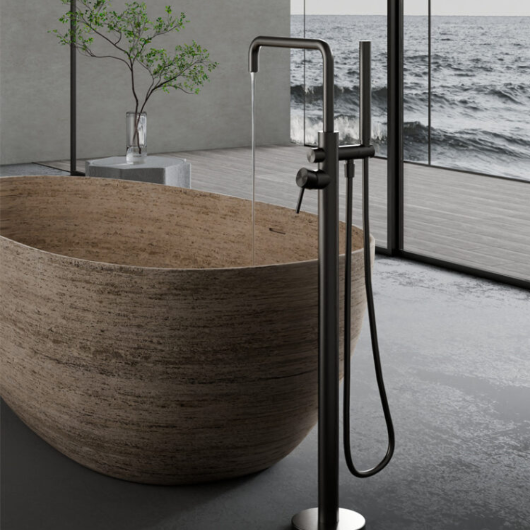 Vrijstaande badmengkraan Capri - Staafhanddouche - Graphite