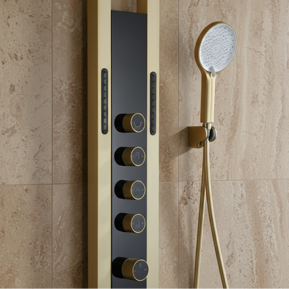 Thermostatisch Douchepaneel Marcelo – Digitale Display - Brushed gold - 182 × 40 × 52 cm