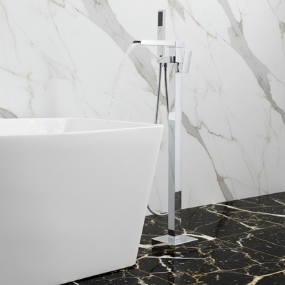 Vrijstaande Badkraan Lisandro – Watervaluitloop –  Chrome - 87 × 22 × 15 cm