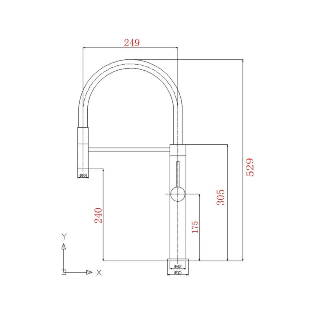 Semi-professionele Keukenkraan Angelica – Uittrekbare Uitloop – Chrome - 52.9 × 24.9 × 5.5 cm