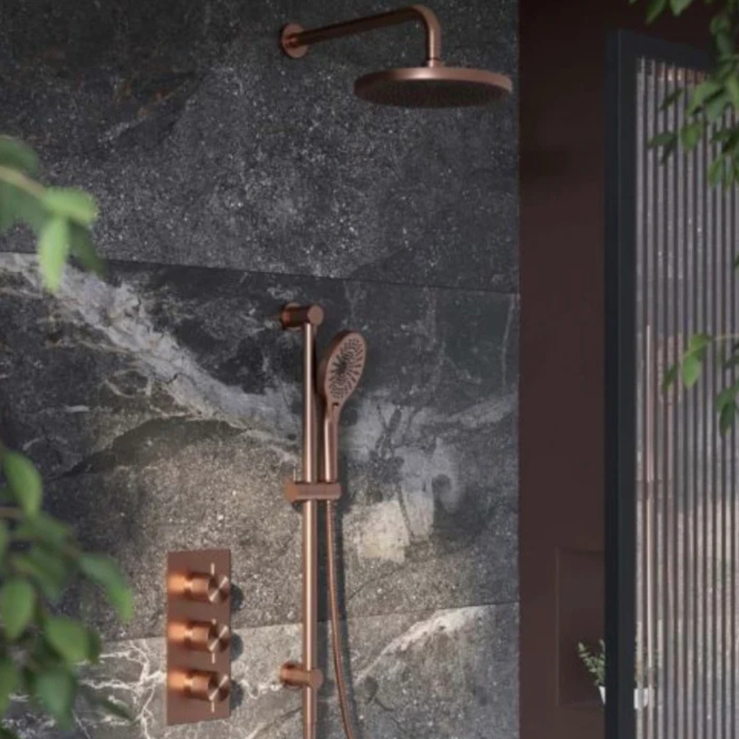 Thermostatiche inbouw regendoucheset Valencia - Air shower II - Brushed bronze