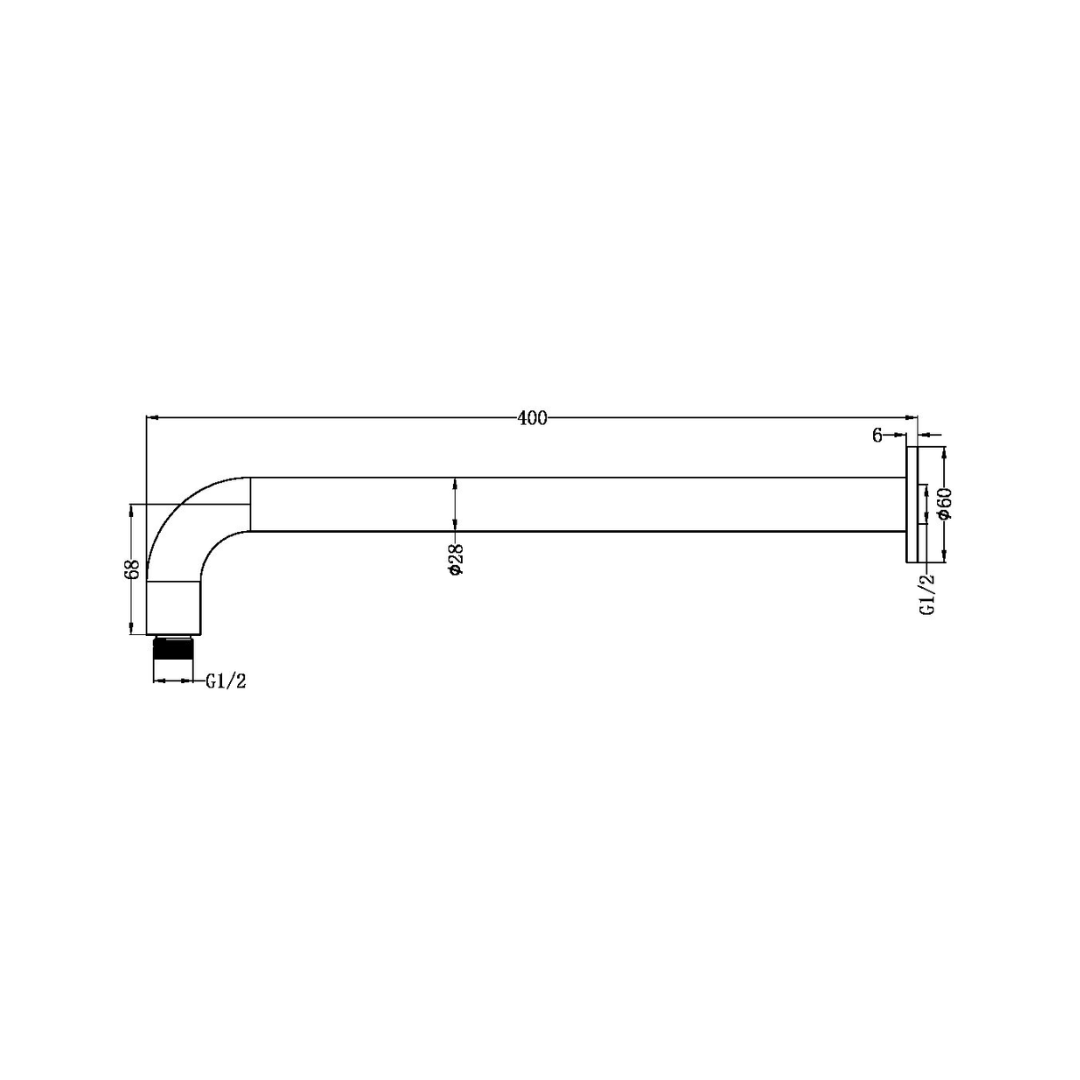 Gebogen Wandarm Capri – Graphite – 400 mm
