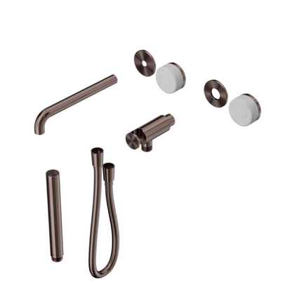 Inbouw badmengkraan Sorrento - Carrara - Staafhanddouche en uitloop - Zonder achterplaat - Brushed bronze