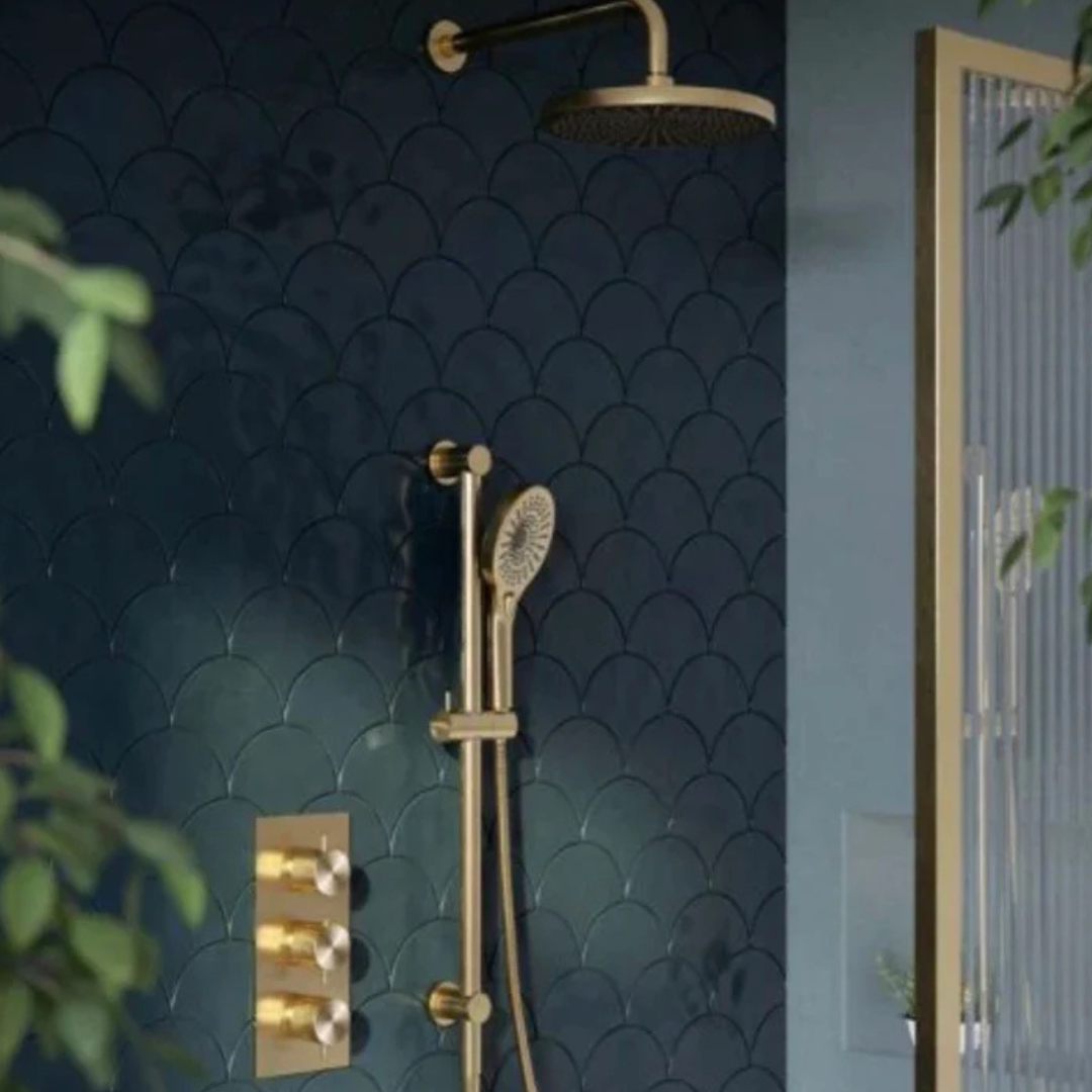 Thermostatiche inbouw regendoucheset Valencia - Air shower - Brushed gold