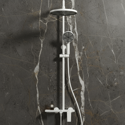 Opbouw regendoucheset Cynthia - Matte white - 130 × 35 × 25 cm