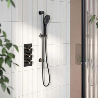 Thermostatiche inbouw regendoucheset Valencia - Air shower II - Graphite