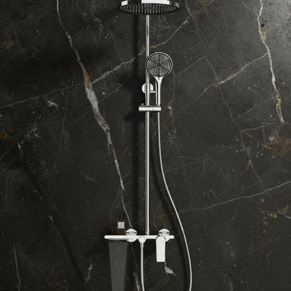 Opbouw regendoucheset Cynthia - Chrome - 130 × 35 × 25 cm