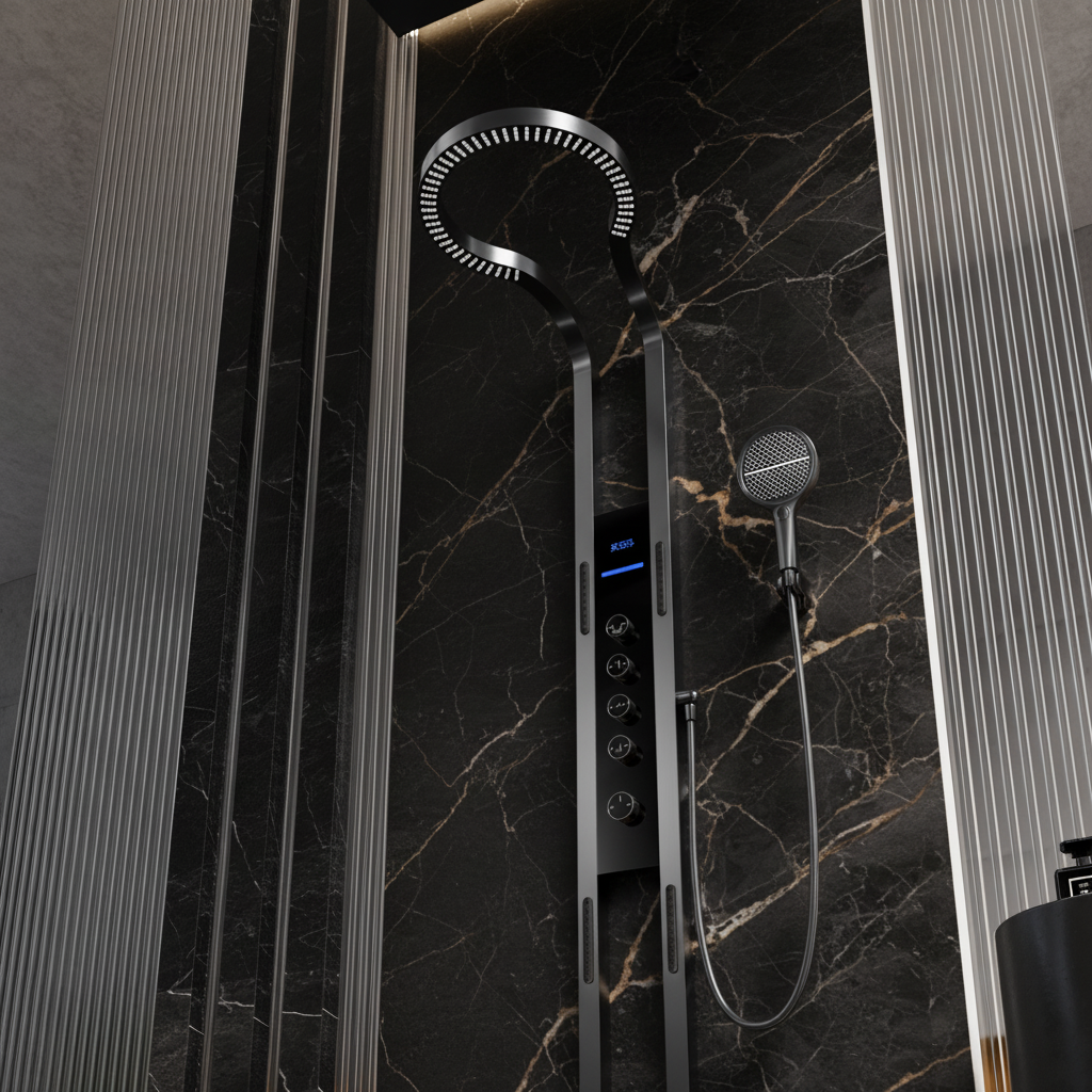 Thermostatisch Douchepaneel Marcelo – Digitale Display - Gunmetal Grey - 182 × 40 × 52 cm