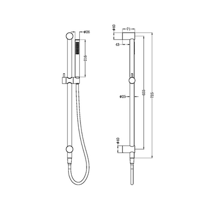 Staafhanddouche met glijstang Capri - Graphite
