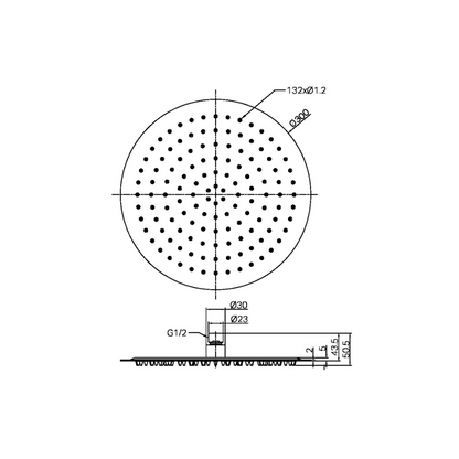 Douchekop Capri – Brushed gold - 300mm