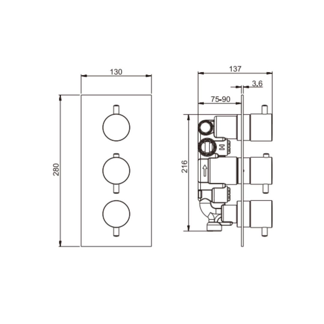 Inbouw thermostaatkraan – Valencia – Brushed gold