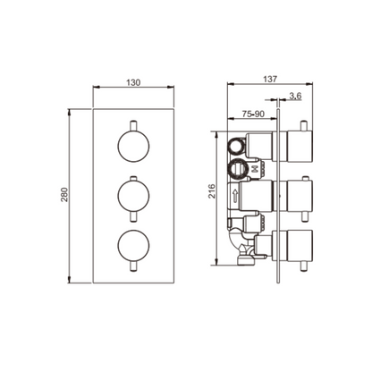 Inbouw thermostaatkraan – Valencia – Brushed gold