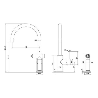 Keukenkraan Capri – Met handspray - Brushed nickel