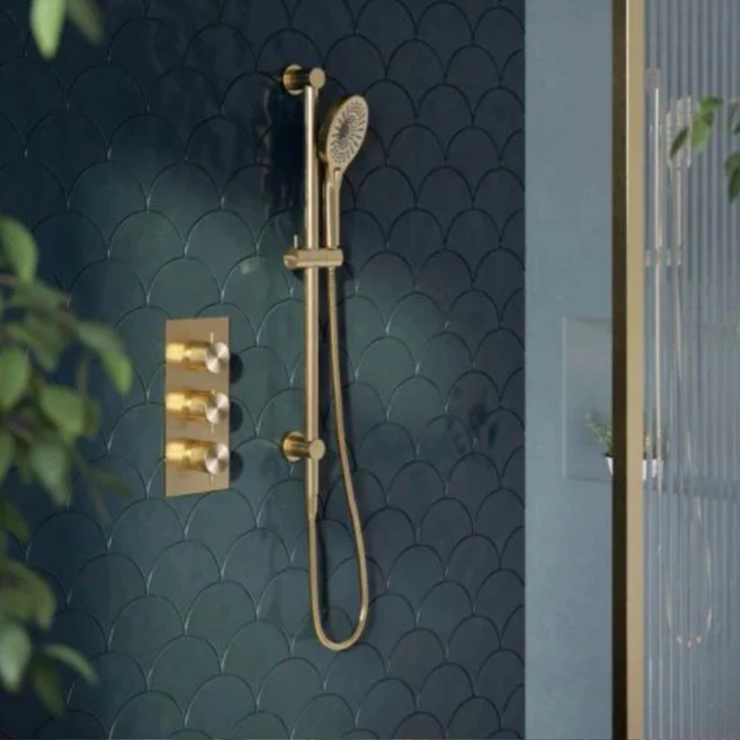 Thermostatiche inbouw regendoucheset Valencia - Air shower - Brushed gold