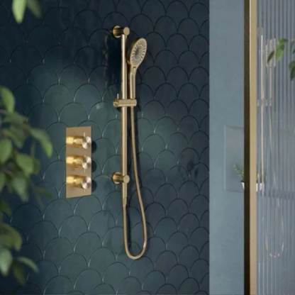 Thermostatiche inbouw regendoucheset Valencia - Air shower - Brushed gold