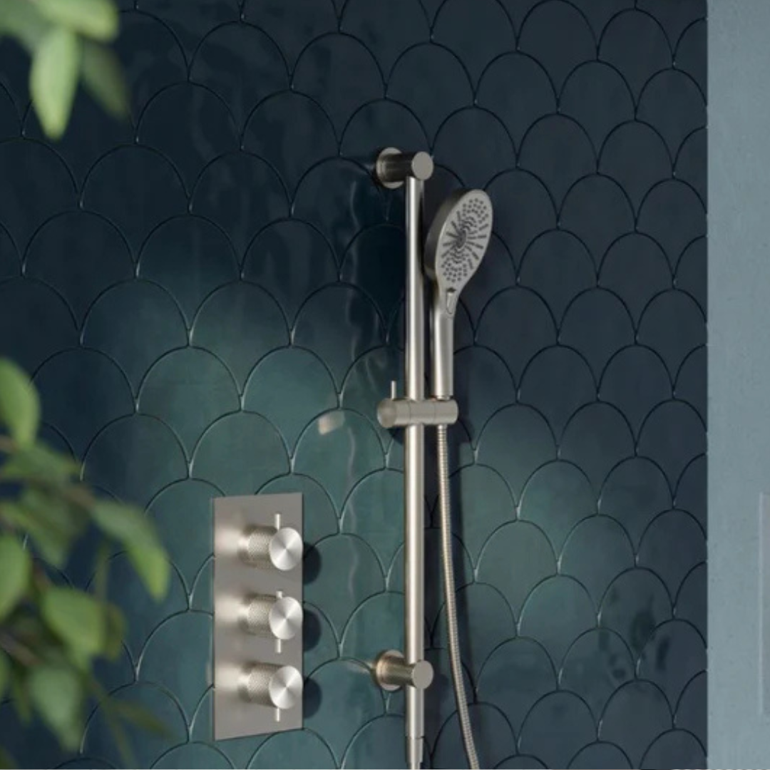 Thermostatiche inbouw regendoucheset Valencia - Air shower II - Brushed nickel