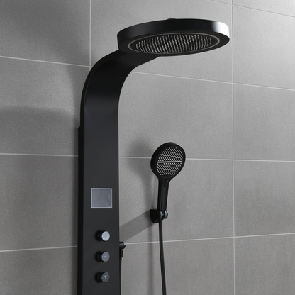 Douchepaneel Elena - LED - Digitaal display - Matte black - 145 × 18 × 65 cm