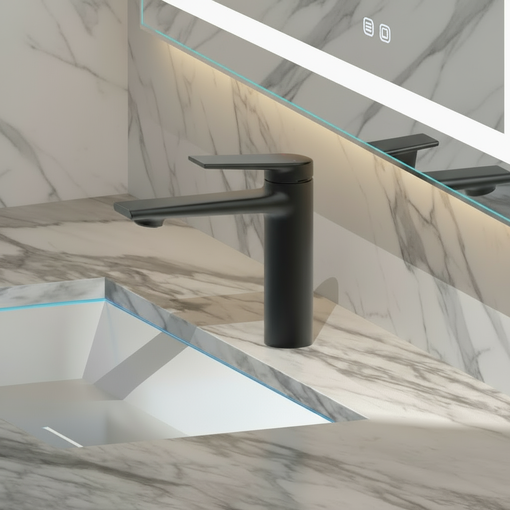 Opbouw wastafelkraan Diego  – Matte black - 15 × 13,7 × 4,4 cm