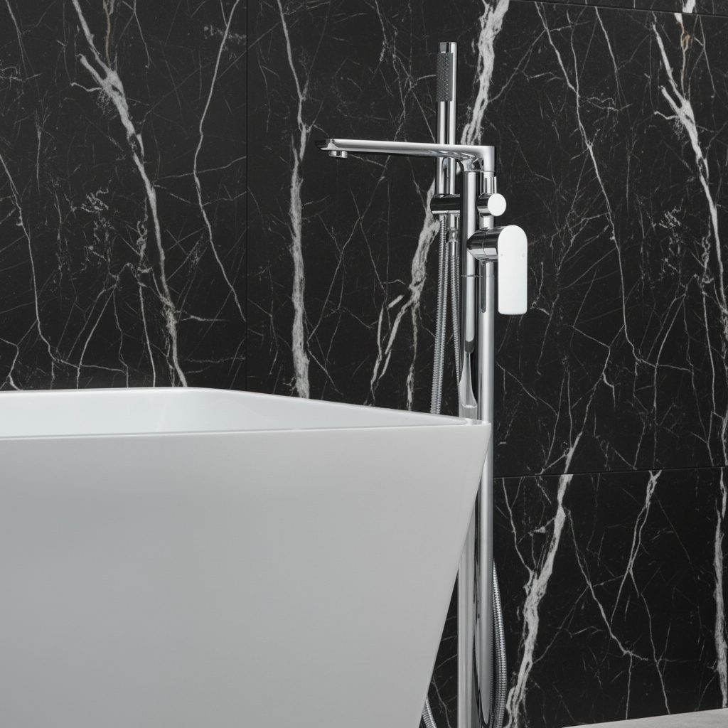 Vrijstaande badkraan Emilia - Chrome - 88 × 22 × 16 cm