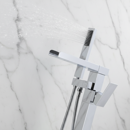 Vrijstaande Badkraan Lisandro – Watervaluitloop –  Chrome - 87 × 22 × 15 cm