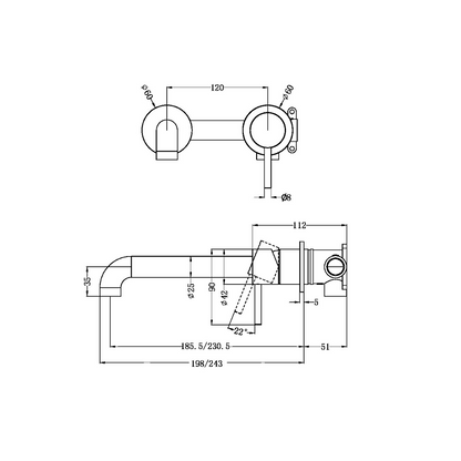 Inbouw wastafelkraan Capri – Zonder achterplaat - Graphite