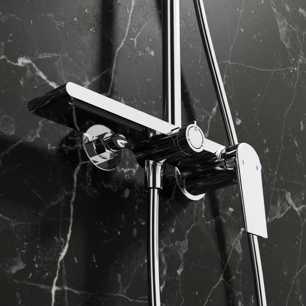 Opbouw regendoucheset Cynthia - Chrome - 130 × 35 × 25 cm