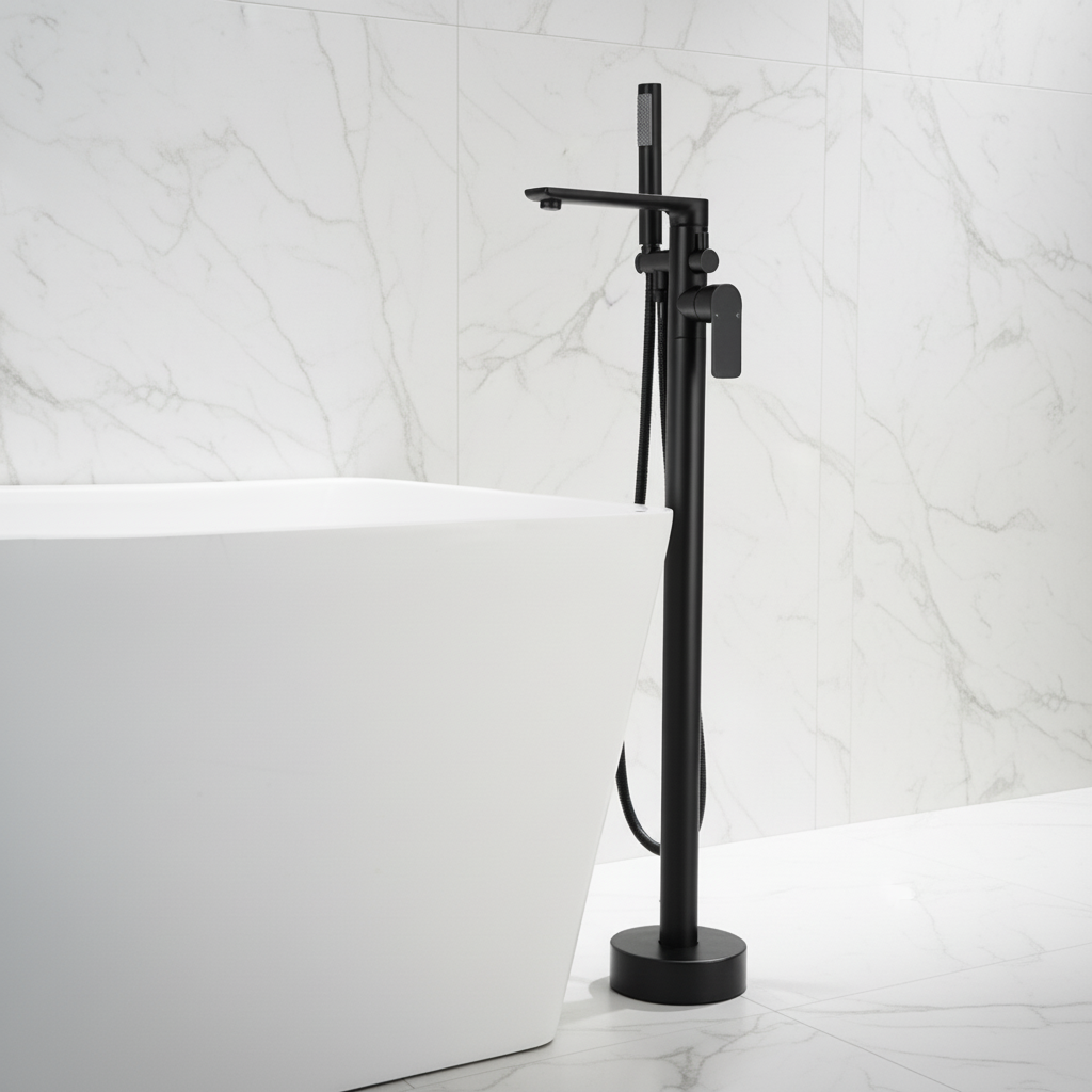 Vrijstaande badkraan Emilia - Matte black - 88 × 22 × 16 cm