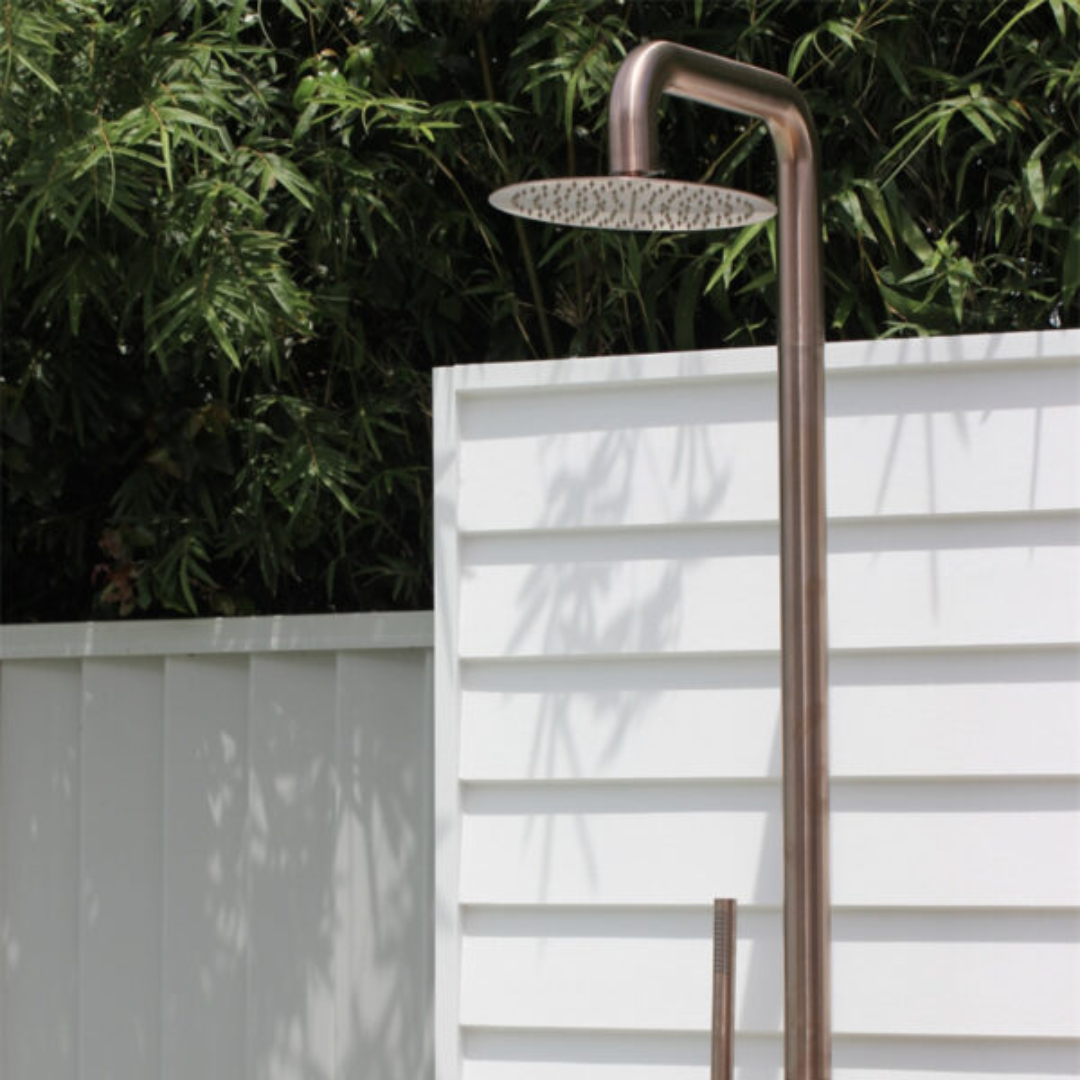 Buitendoucheset Capri – Vrijstaand – Regendouche & Staafhanddouche - Brushed bronze