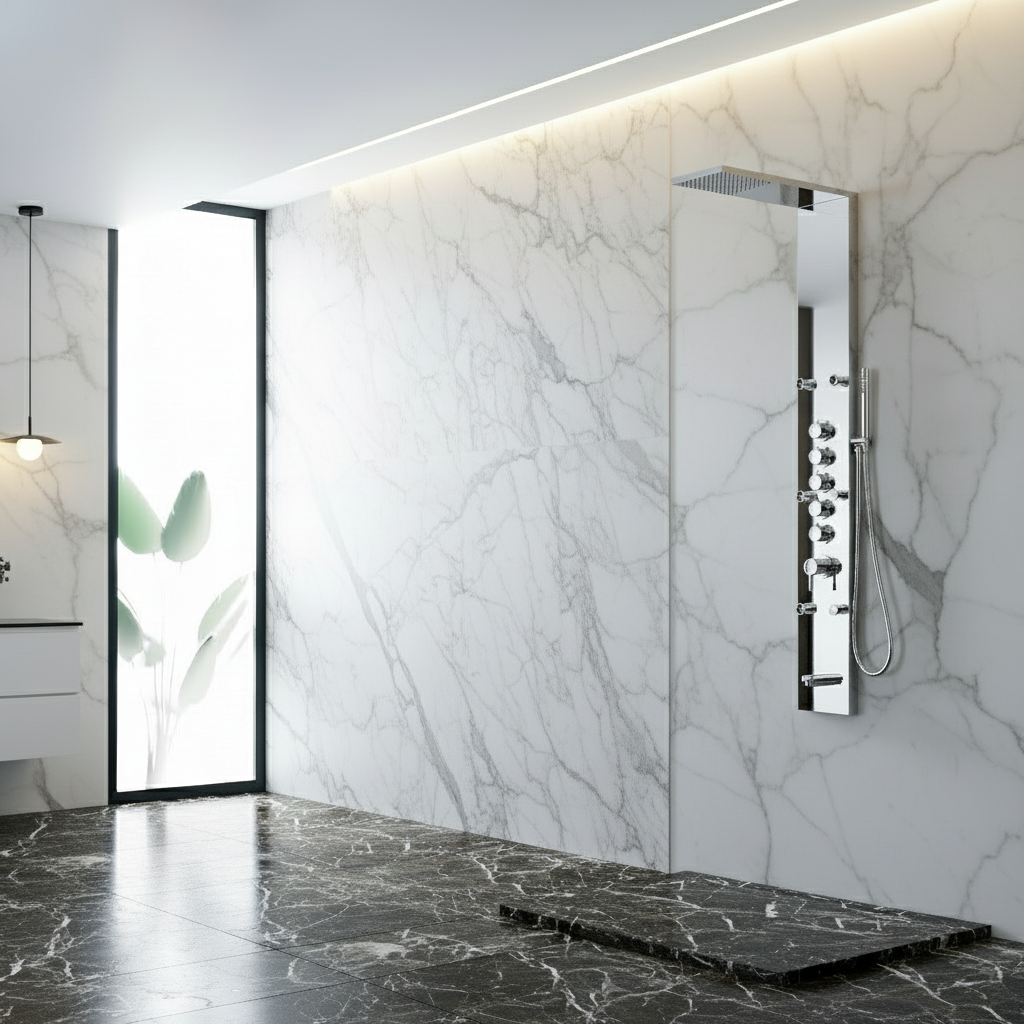 Douchepaneel Nana – Waterval – Massagejets – Chrome - 150 × 20 × 60 cm