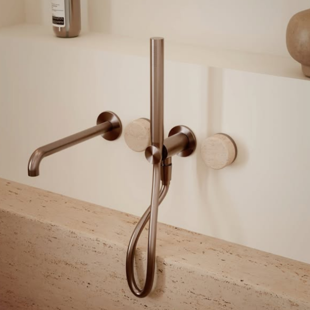 Inbouw mengkraan – Sorrento – Rome Travertine – Brushed nickel