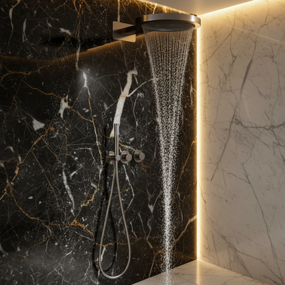 Thermostatische Inbouw Regendoucheset Marino – Digitale Regeling - Waterval & Staafhanddouche – Chrome