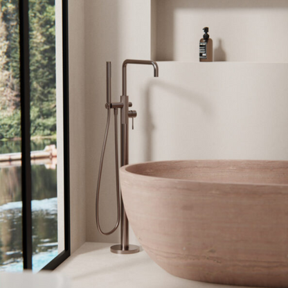 Vrijstaande badmengkraan Valencia - Staafhanddouche - Brushed nickel