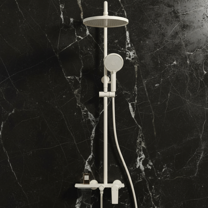 Opbouw regendoucheset Cynthia - Creme wit - 130 × 35 × 25 cm