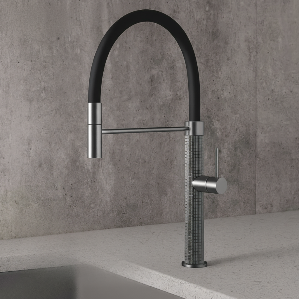 Semi-professionele Keukenkraan Angelica – Uittrekbare Uitloop – Gunmetal Grey - 52.9 × 24.9 × 5.5 cm